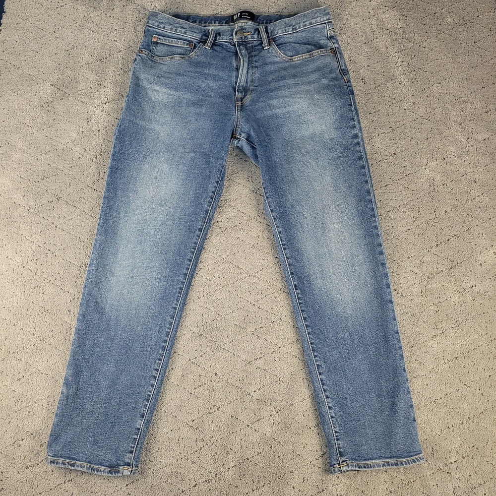 Gap Jeans Mens 34x30 Blue Straight Leg Medium Wash Mid Rise Stretch Denim Casual